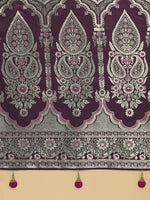 Thumbnail for Monjolika Fashion Wine Banarasi Satin Silk Saree with Intricate Zari Work with Rich Weaving Pattern