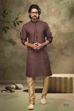 Thumbnail for Raivat Ethnic Cotton Digital Print Pintux Work Kurta Pajama In Brown Colour - Distacart