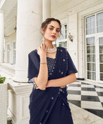 Thumbnail for Anaita Navy Georgette Lehenga Choli With Sequence & Thread Work - Distacart