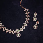 Thumbnail for Tehzeeb Creations Sea Green Colour Ad Studded Necklace Jewellery Set With Matching Earrings For Women And Girls - Distacart