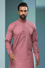 Thumbnail for Raivat Ethnic Cotton Digital Print Kurta Pajama In Dark Pink Colour - Distacart