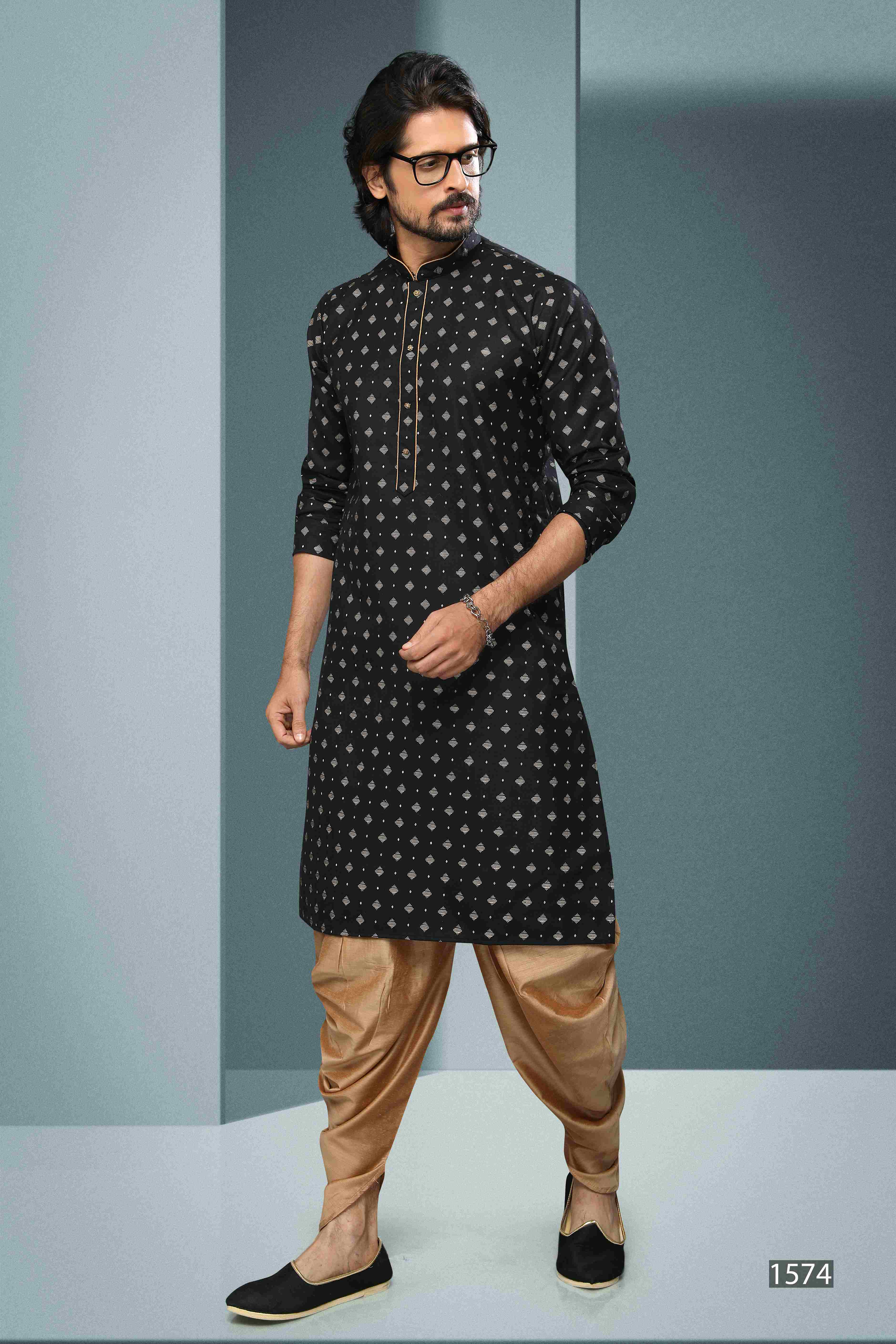 Raivat Ethnic Cotton Digital Print Kurta Pajama In Black Colour - Distacart