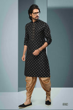 Thumbnail for Raivat Ethnic Cotton Digital Print Kurta Pajama In Black Colour - Distacart