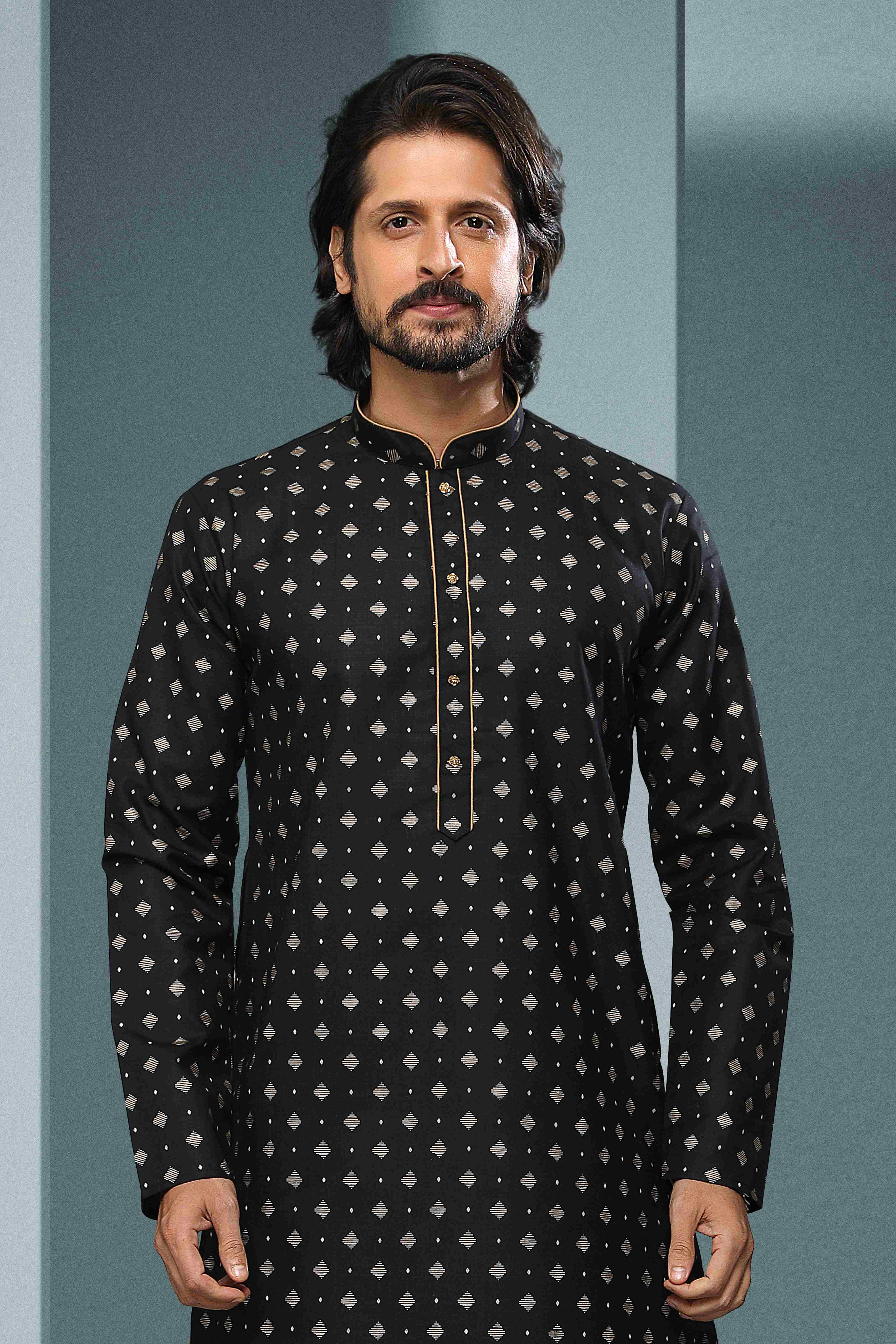 Raivat Ethnic Cotton Digital Print Kurta Pajama In Black Colour - Distacart