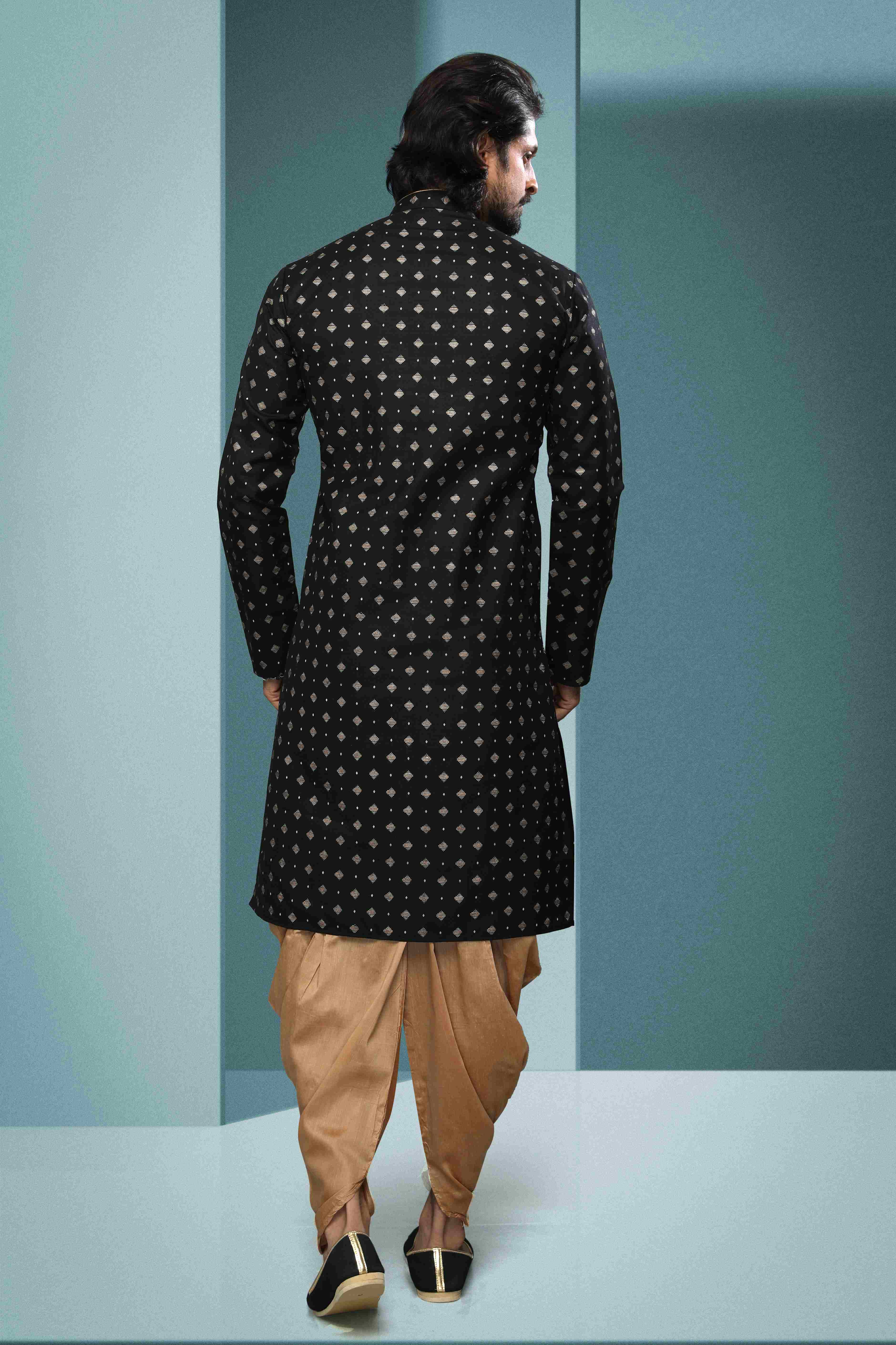 Raivat Ethnic Cotton Digital Print Kurta Pajama In Black Colour - Distacart