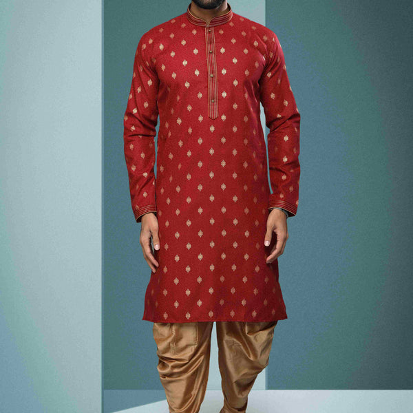 Raivat Ethnic Cotton Digital Print Pintux Work Kurta Pajama In Maroon Colour - Distacart