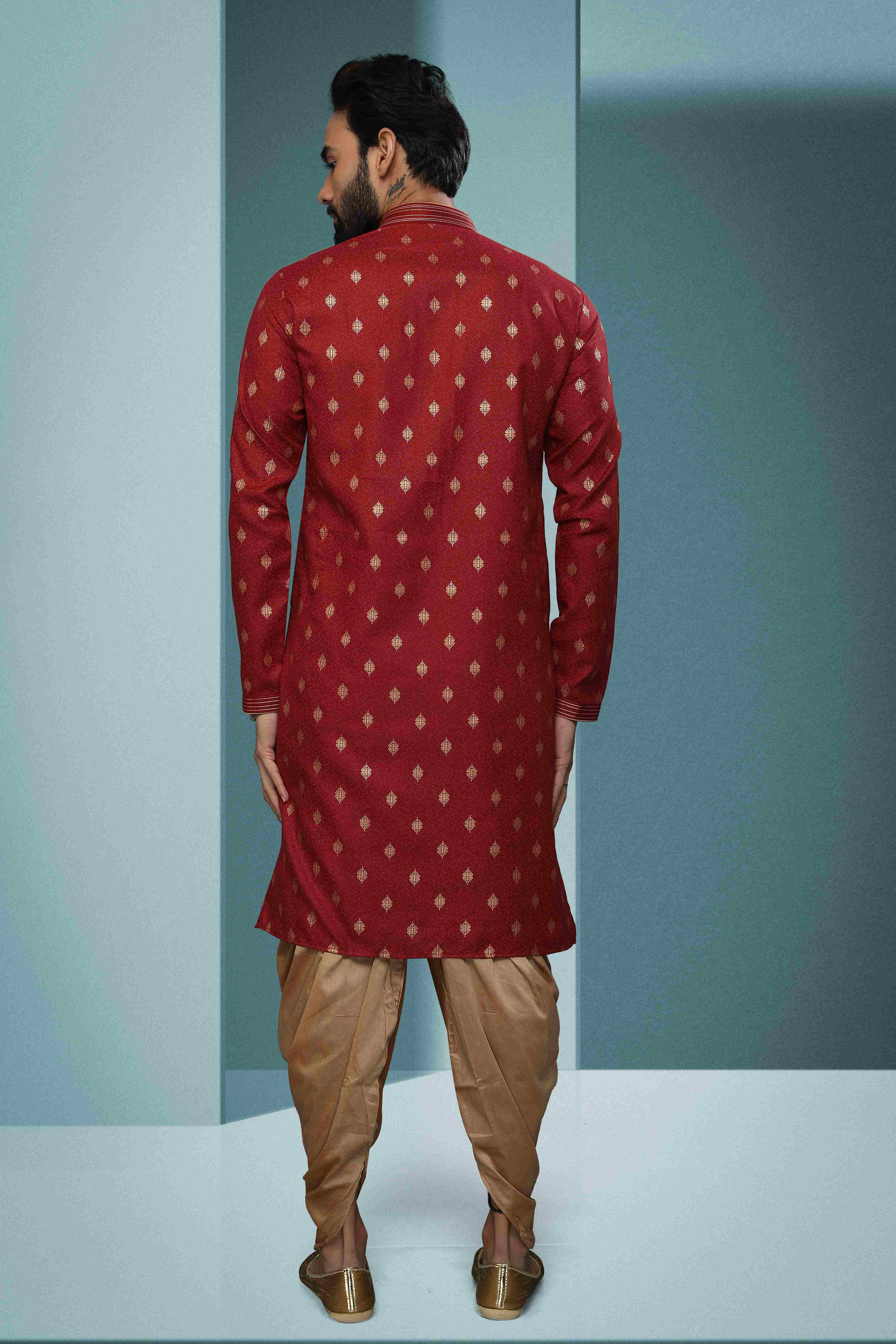 Raivat Ethnic Cotton Digital Print Pintux Work Kurta Pajama In Maroon Colour - Distacart
