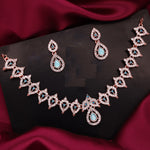 Thumbnail for Tehzeeb Creations Sky Blue Colour Ad Studded Necklace Jewellery Set With Matching Earrings For Women And Girls - Distacart