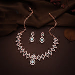 Thumbnail for Tehzeeb Creations Sky Blue Colour Ad Studded Necklace Jewellery Set With Matching Earrings For Women And Girls - Distacart