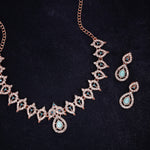 Thumbnail for Tehzeeb Creations Sky Blue Colour Ad Studded Necklace Jewellery Set With Matching Earrings For Women And Girls - Distacart