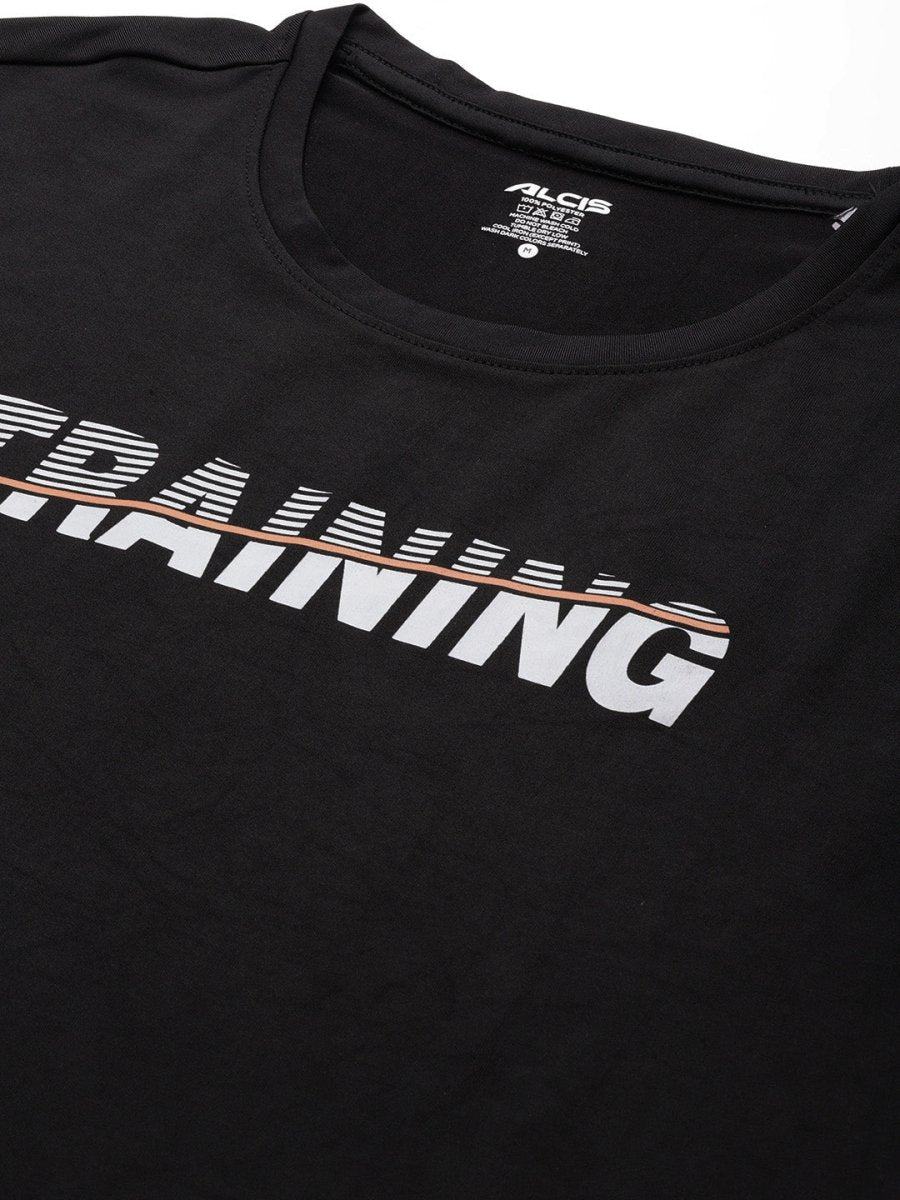 Alcis Men Typography Printed Anti Static Slim Fit Sports T-shirt - Distacart