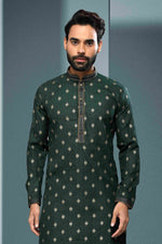 Thumbnail for Raivat Ethnic Cotton Digital Print Pintux Work Kurta Pajama In Green Colour - Distacart
