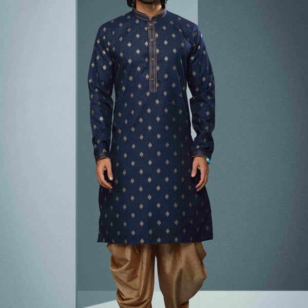 Raivat Ethnic Cotton Digital Print Pintux Work Kurta Pajama In Blue Colour - Distacart