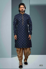 Thumbnail for Raivat Ethnic Cotton Digital Print Pintux Work Kurta Pajama In Blue Colour - Distacart