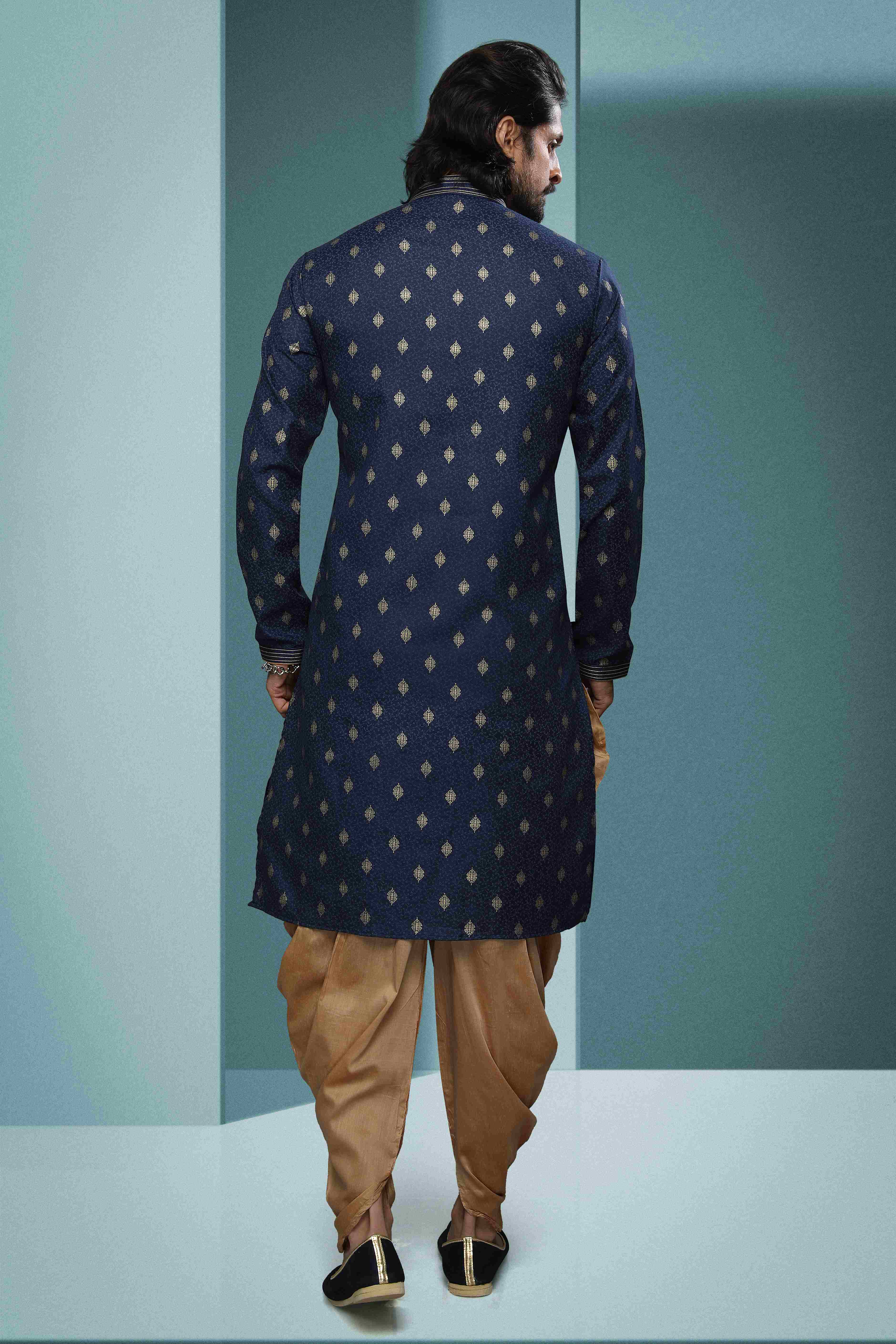 Raivat Ethnic Cotton Digital Print Pintux Work Kurta Pajama In Blue Colour - Distacart