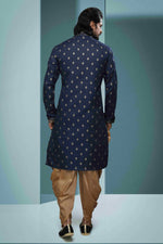 Thumbnail for Raivat Ethnic Cotton Digital Print Pintux Work Kurta Pajama In Blue Colour - Distacart