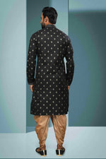 Thumbnail for Raivat Ethnic Cotton Digital Print Pintux Work Kurta Pajama In Black Colour - Distacart
