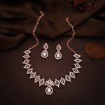 Thumbnail for Tehzeeb Creations Baby Pink Colour Ad Studded Necklace Jewellery Set With Matching Earrings For Women And Girls - Distacart