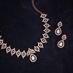 Thumbnail for Tehzeeb Creations Baby Pink Colour Ad Studded Necklace Jewellery Set With Matching Earrings For Women And Girls - Distacart