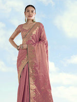 Thumbnail for Monjolika Fashion Light Pink Color Paisley Zari Woven Banarasi Tissue Silk Saree - Distacart