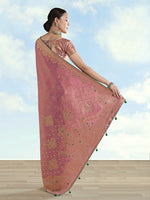 Thumbnail for Monjolika Fashion Light Pink Color Paisley Zari Woven Banarasi Tissue Silk Saree - Distacart