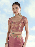 Thumbnail for Monjolika Fashion Light Pink Color Paisley Zari Woven Banarasi Tissue Silk Saree - Distacart
