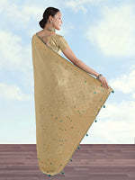 Thumbnail for Monjolika Fashion Cream Color Paisley Zari Woven Banarasi Tissue Silk Saree - Distacart
