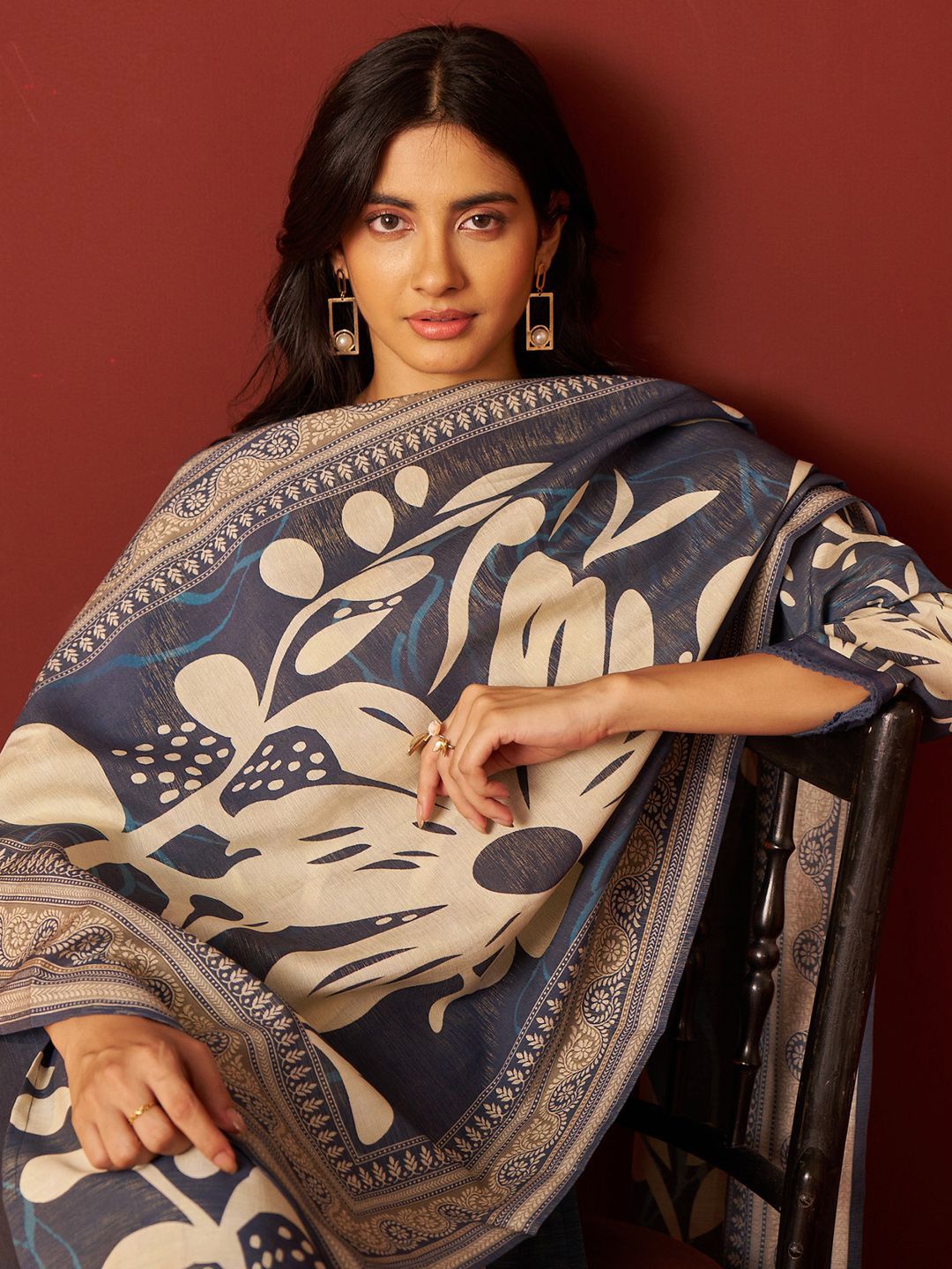 Indo Era Women Floral Printed Beads and Stones Kurta with Trousers & Dupatta Kurta Sets