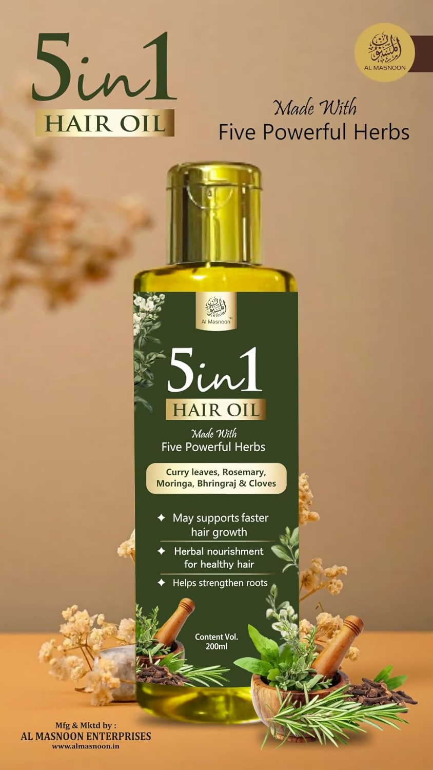 Al Masnoon 5-in-1 Herbal Shampoo & Hair Oil Combo - Distacart