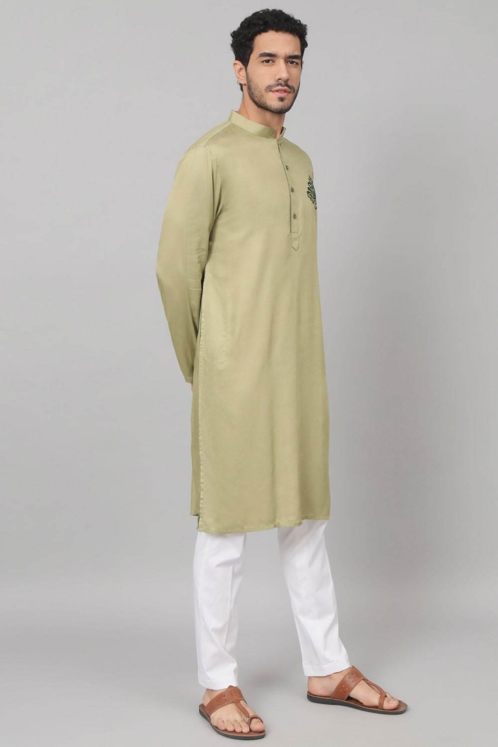 Laurel Embroidered Cotton Kurta by Hilo Design