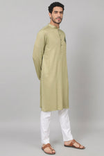 Thumbnail for Laurel Embroidered Cotton Kurta by Hilo Design