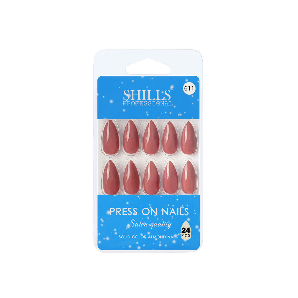 shills professional reusable press on nails almond spn611