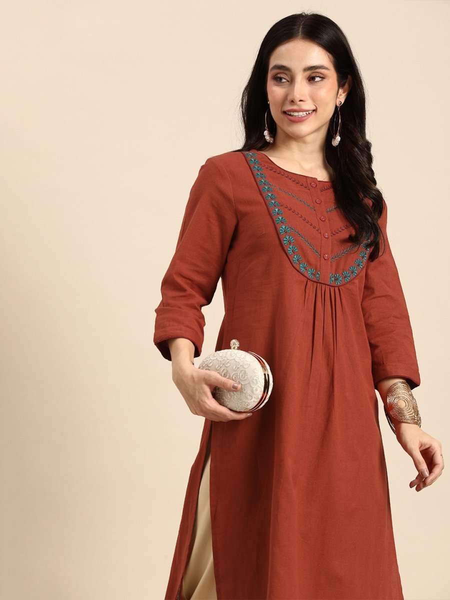 All About You Women Ethnic Motifs Embroidered Thread Work Kurta - Distacart
