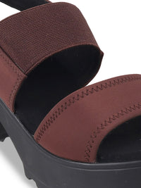 Thumbnail for Metro Women Brown & Black Solid Platform Heels
