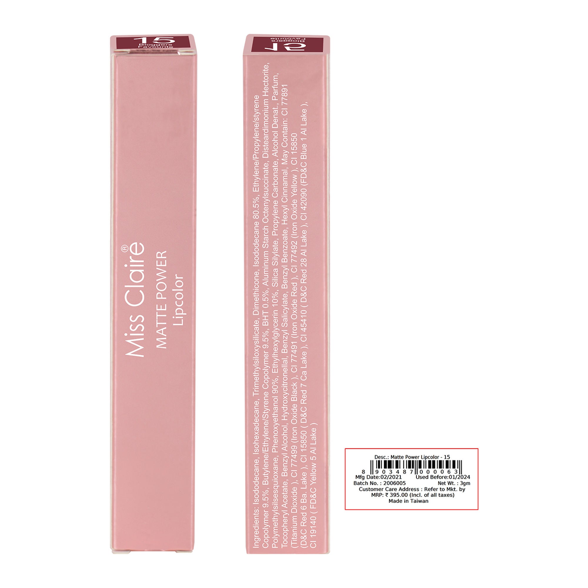 Miss Claire Matte Power Lipcolor - 15-Bloggers Favourite - Distacart