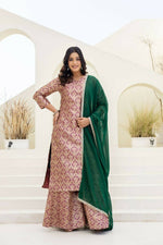 Thumbnail for Joban Fashion Peach Jacquard Embroidered Sharara Set - Distacart