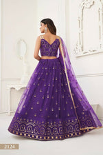 Thumbnail for Aastha Fashion Purple Butterfly Net Tone To Tone Thread Work And Sandwich Sequence Work Embroidery Wedding Wear Lehenga Choli - Distacart