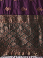Thumbnail for Anouk Purple & Gold-Toned Woven Design Zari Banarasi Saree - Distacart