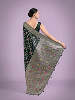 Thumbnail for Monjolika Fashion Dark Green Zari Woven Banarasi Classic Satin Silk Saree