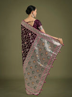 Thumbnail for Monjolika Fashion Wine Zari Woven Banarasi Classic Satin Silk Saree