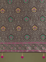 Thumbnail for Monjolika Fashion Wine Zari Woven Banarasi Classic Satin Silk Saree