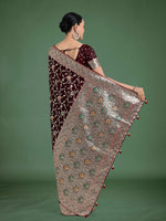Thumbnail for Monjolika Fashion Maroon Zari Woven Banarasi Classic Satin Silk Saree