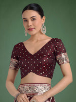 Thumbnail for Monjolika Fashion Maroon Zari Woven Banarasi Classic Satin Silk Saree