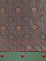 Thumbnail for Monjolika Fashion Maroon Zari Woven Banarasi Classic Satin Silk Saree