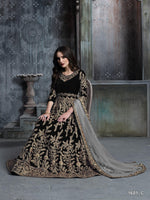 Thumbnail for Anaita Black Embroidered Velvet Patiala Suit - Distacart