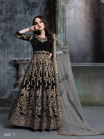 Thumbnail for Anaita Black Embroidered Velvet Patiala Suit - Distacart