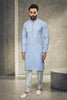 Raivat Ethnic Cotton Printed Work Kurta Pajama In Sky Blue Colour - Distacart