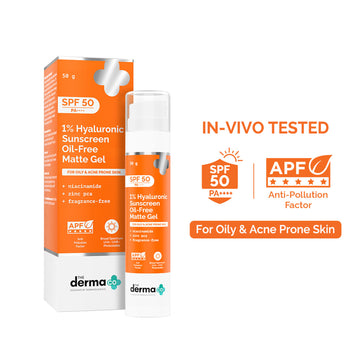 The Derma Co 1% Hyaluronic Sunscreen Oil-Free Gel With SPF 50 PA++++ For Oily In-Vivo tested - 50g