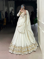 Thumbnail for Lorenvalley Fashion White Pure Rayon Lace Touch Up Lehenga Choli with Dupatta