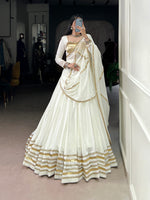 Thumbnail for Lorenvalley Fashion White Pure Rayon Lace Touch Up Lehenga Choli with Dupatta